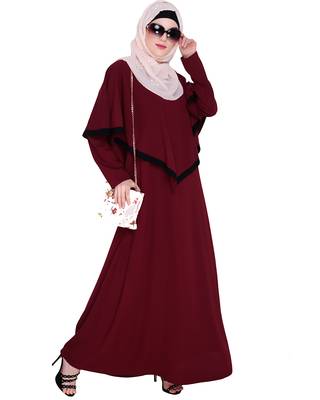 Wine embroidered nida abaya 1