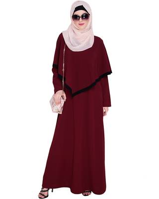 Wine embroidered nida abaya 2