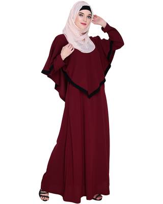 Wine embroidered nida abaya 3