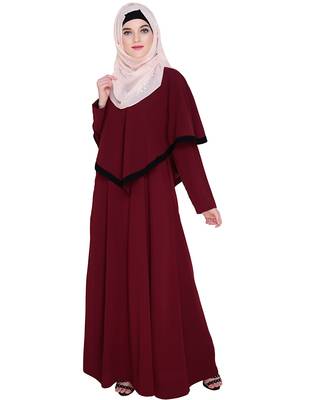 Wine embroidered nida abaya 4