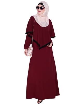 Wine embroidered nida abaya 5