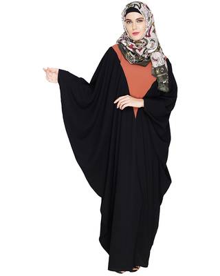 Modest Forever  Black embroidered nida irani kaftan abaya 1