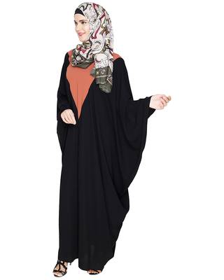 Modest Forever  Black embroidered nida irani kaftan abaya 3