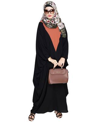 Modest Forever  Black embroidered nida irani kaftan abaya 4