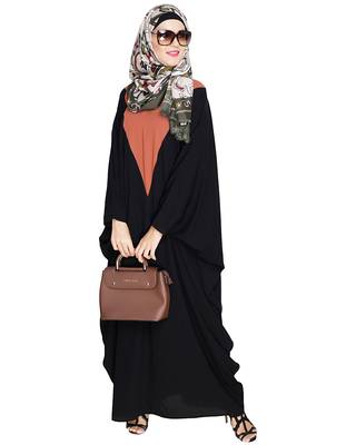 Modest Forever  Black embroidered nida irani kaftan abaya 5