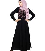 Modest Forever  Black embroidered satin abaya
