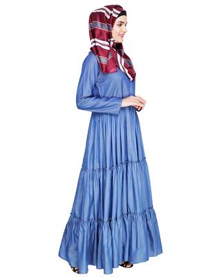 Modest Forever  Blue embroidered nida abaya 2