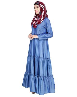 Modest Forever  Blue embroidered nida abaya 3