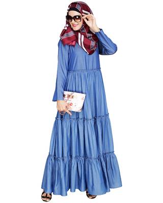 Modest Forever  Blue embroidered nida abaya 4