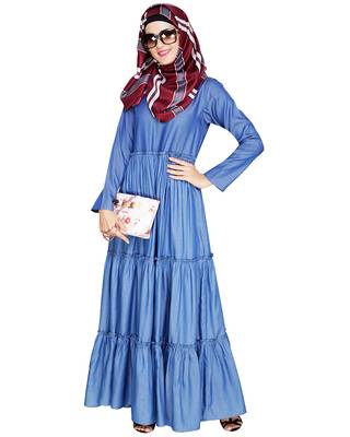 Modest Forever  Blue embroidered nida abaya 5
