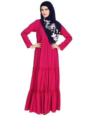 Modest Forever  Magenta embroidered nida abaya 1