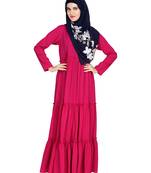 Modest Forever  Magenta embroidered nida abaya