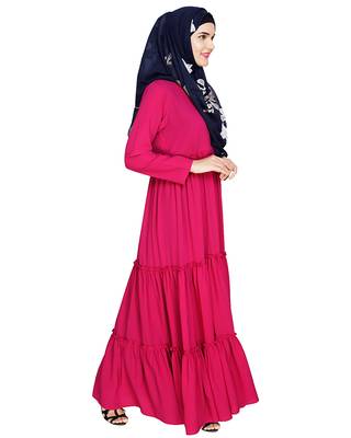 Modest Forever  Magenta embroidered nida abaya 2