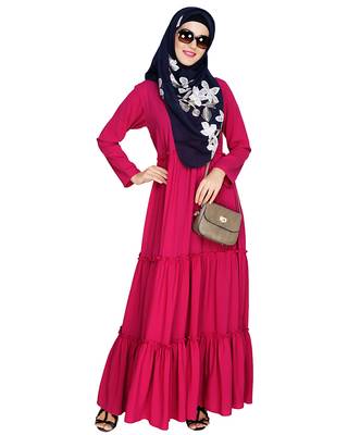 Modest Forever  Magenta embroidered nida abaya 4
