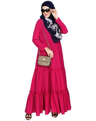 Modest Forever  Magenta embroidered nida abaya 5