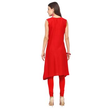 Red printed rayon party-wear-kurtis 4