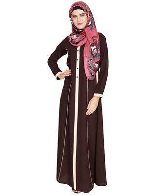 Modest Forever  Brown embroidered nida abaya 1