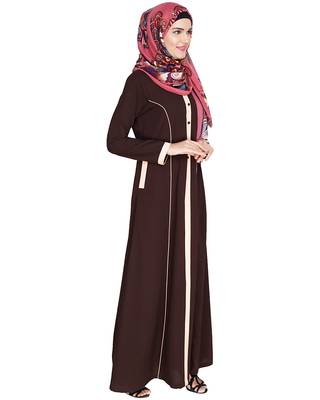 Modest Forever  Brown embroidered nida abaya 2