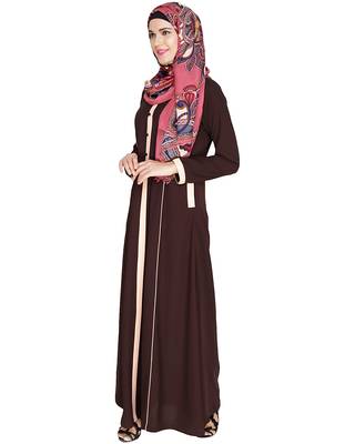 Modest Forever  Brown embroidered nida abaya 3