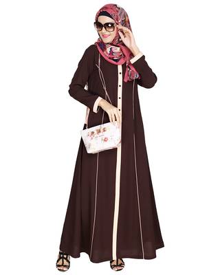 Modest Forever  Brown embroidered nida abaya 4