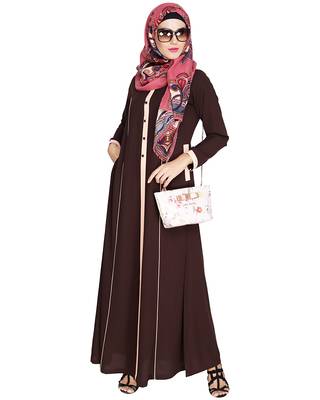 Modest Forever  Brown embroidered nida abaya 5