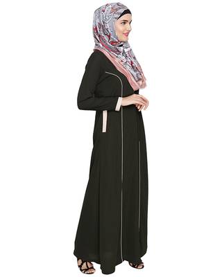 Modest Forever  Olive embroidered nida abaya 2