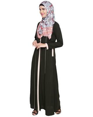 Modest Forever  Olive embroidered nida abaya 3