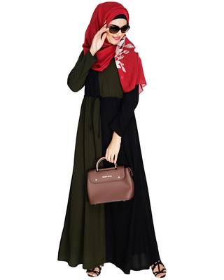 Modest Forever  Olive embroidered nida abaya 1