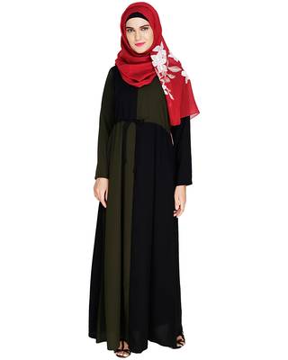 Modest Forever  Olive embroidered nida abaya 2