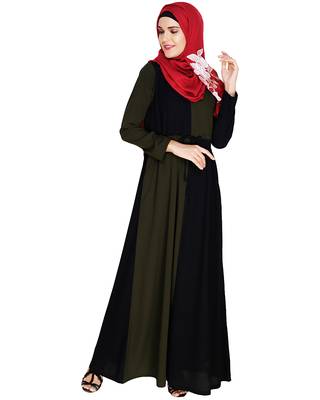Modest Forever  Olive embroidered nida abaya 3