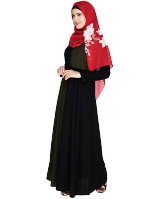 Modest Forever  Olive embroidered nida abaya 4
