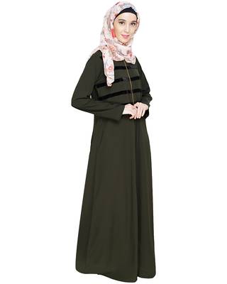 Modest Forever  Olive embroidered nida abaya 1