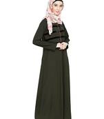 Modest Forever  Olive embroidered nida abaya