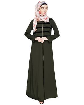 Modest Forever  Olive embroidered nida abaya 2