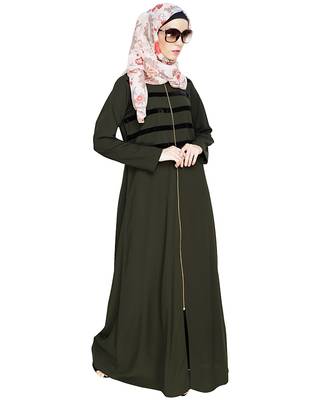 Modest Forever  Olive embroidered nida abaya 3