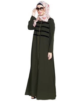 Modest Forever  Olive embroidered nida abaya 4