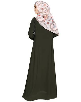 Modest Forever  Olive embroidered nida abaya 5