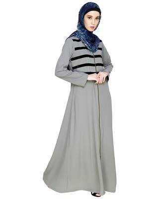 Modest Forever  Grey embroidered nida abaya 3