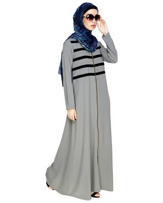 Modest Forever  Grey embroidered nida abaya 5