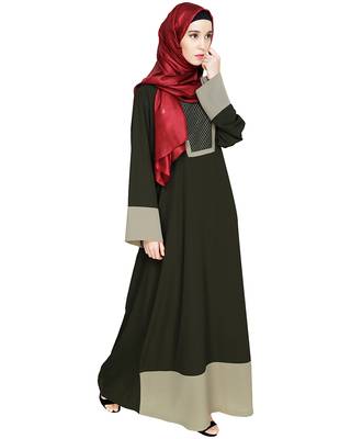Modest Forever  Olive embroidered nida dubai style abaya 2