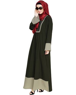 Modest Forever  Olive embroidered nida dubai style abaya 3