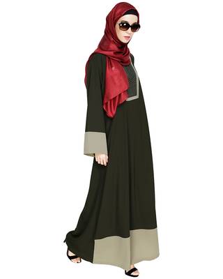 Modest Forever  Olive embroidered nida dubai style abaya 4