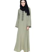Modest Forever  Sea-green embroidered nida dubai style abaya