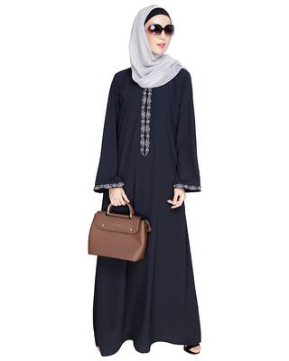 Modest Forever  Blue embroidered nida dubai style abaya 1