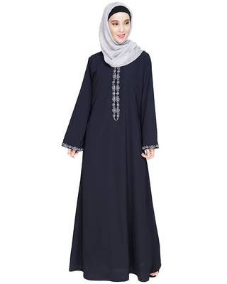 Modest Forever  Blue embroidered nida dubai style abaya 2