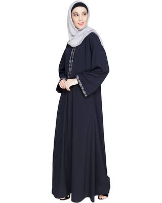 Modest Forever  Blue embroidered nida dubai style abaya 4