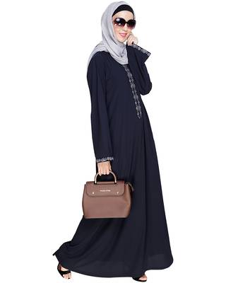 Modest Forever  Blue embroidered nida dubai style abaya 5