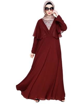 Mauve embroidered georgette abaya 1