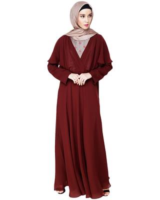 Mauve embroidered georgette abaya 2
