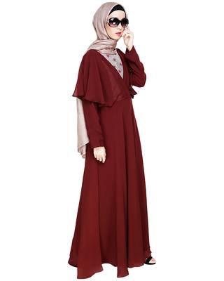 Mauve embroidered georgette abaya 3